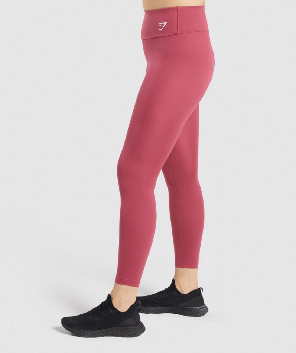 Legginsy Damskie Gymshark Treningowe Różowe | PL 2308RVD